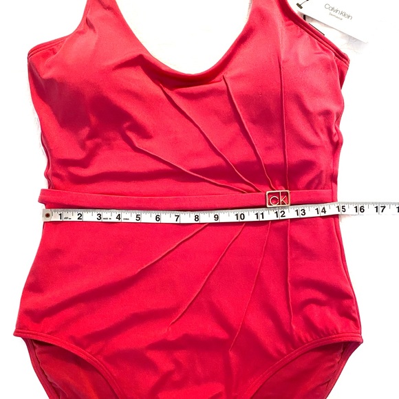 CALVIN KLIEN Belted Rosebud Shimmer Swimsuit - Picture 8 of 14